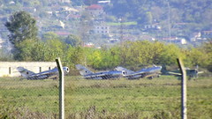 From left right: Shenyang F-5 c/n 1614 serial 4-14, c/n 2127 serial 4-27, Mikoyan-Gurevich Mig.15UTI c/n 3716 serial 5-71 & Nanchang PT-6 c/n 07105005 serial 08 Albanian Air Force.
