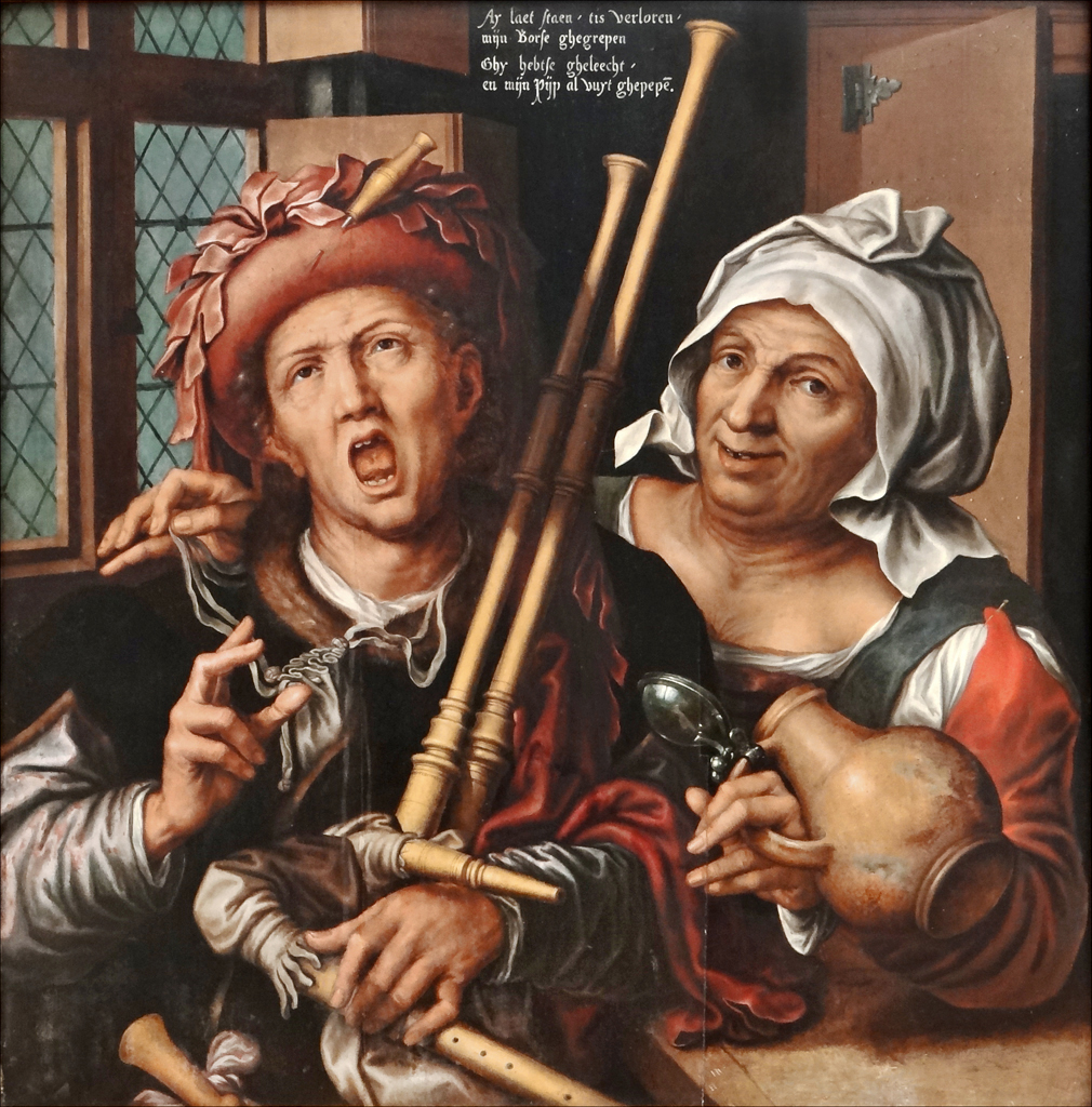 Le joueur de cornemuse et la vieille (Gemäldegalerie, Berlin)