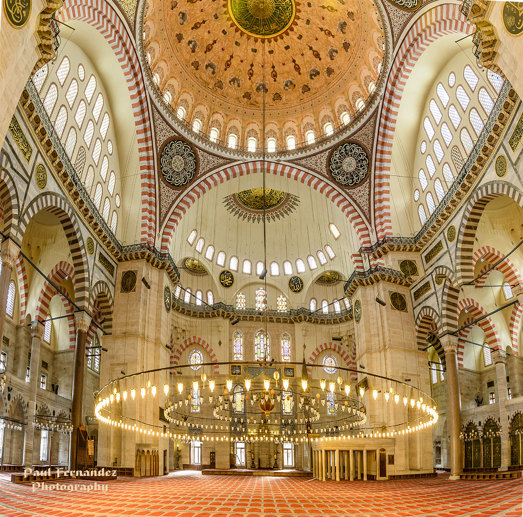 Panorama of the Central Prayer Area of Suleymamiye Mosque, Istanbul, Turkey by D200-PAUL