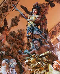 Statuaire baroque, cathédrale Santa Maria la Blanca (XIIe, XIIIe), Tudèle, La Ribera, Communauté Forale de Navarre, Espagne.