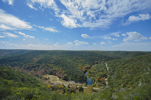 park blue autumn red sky green fall colors clouds lost nikon texas state hiking scenic wideangle east hills ridge trail valley views change hillside elevation hillcountry maples vanderpool coolweather wawter 1024mm d5100