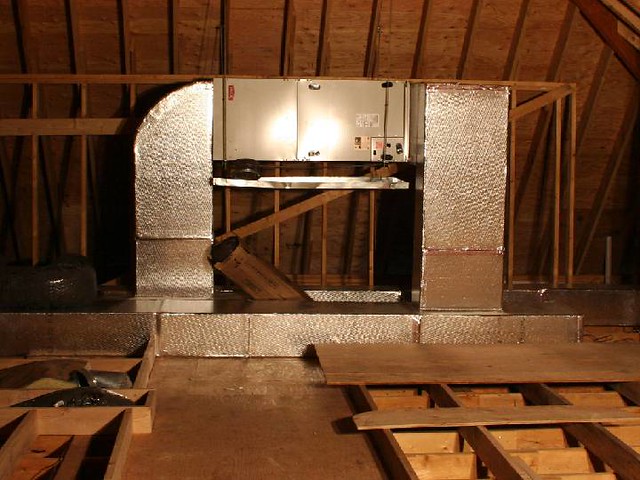 attic installation of split Geothermal system