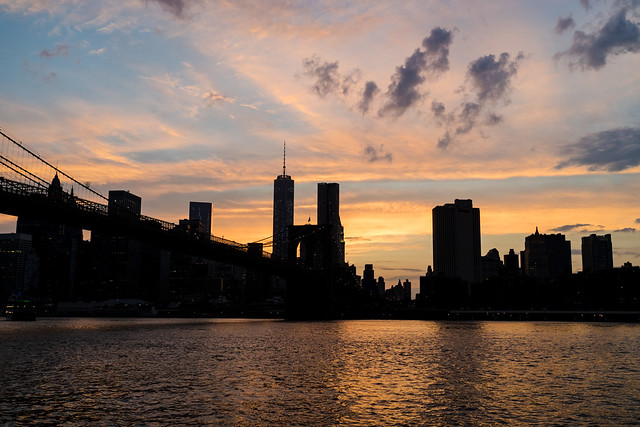 Low sunset Manhattan skyline