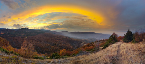 panorama samsung s4 mountains sunset path clouds autumn rhodopes bulgaria fallcolors galaxy