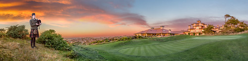 california ca sunset panorama beach architecture golf bag landscape bay pacific pano course pebble spanish carmel piper links hdr bagpiper spanishbay