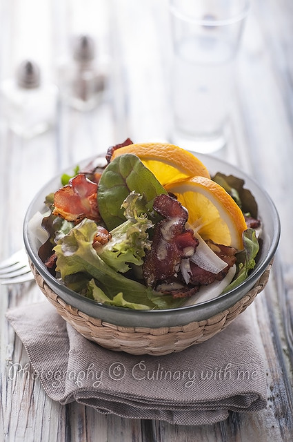 Bacon, fennel and lettuce salad