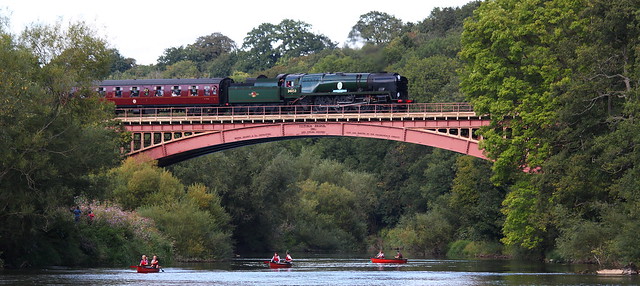 Sir Keith Park crosses Victoria Bridge and canoes on the River Severn.