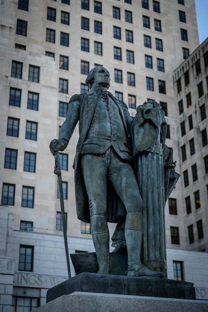 Statue of George Washington in front of Alfred E. Smith Building in Albany