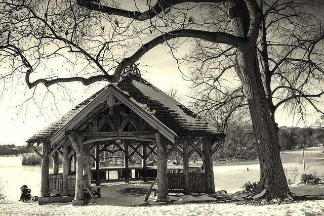 Picturesque shelter in Prospect Park, Brooklyn, New York