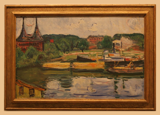 Edvard Munch (1864-1944) Lübecker Hafen mit Holstentor/Lübeck Harbour with the Holstentor, 1907, Öl auf Leinwand