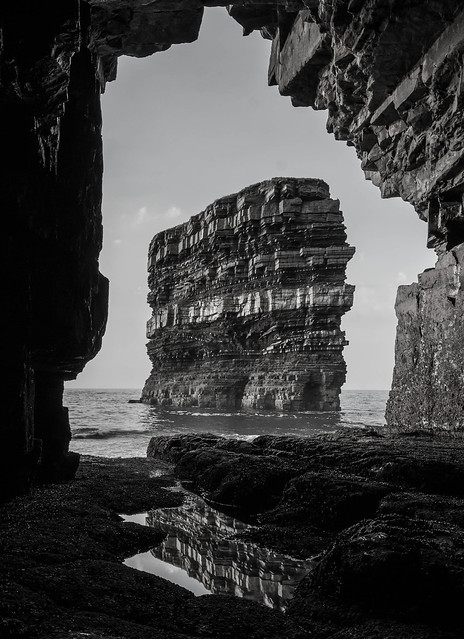 Dun Briste sea stack, taken from the cave at Downpatrick Head