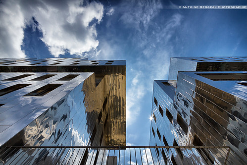 sky reflection clouds buildings mirror design lyon reflet ciel miroir nuages confluence immeubles