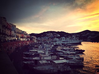 Sunset in the port at Ponza