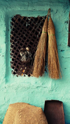 architecture blue brown rural india broom household village art abstract window rust old house life articles