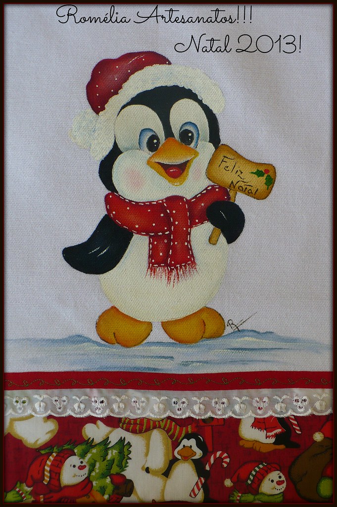 Pinguim Natal 2013! | Pano de prato pintura tecido Natal 201… |   | Flickr