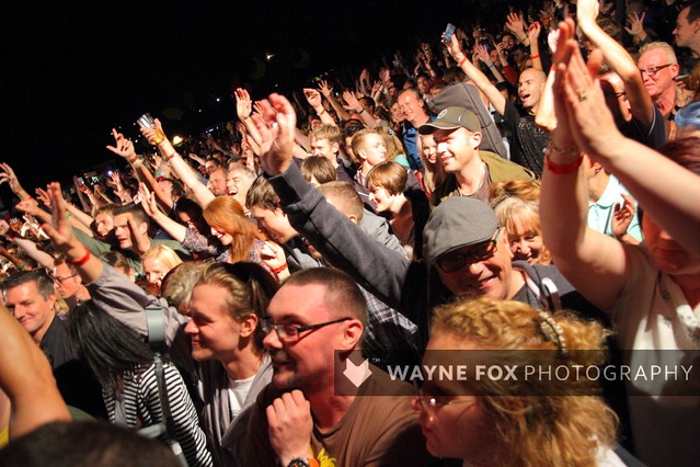 Moseley Folk Festival 2013 crowd with hands aloft