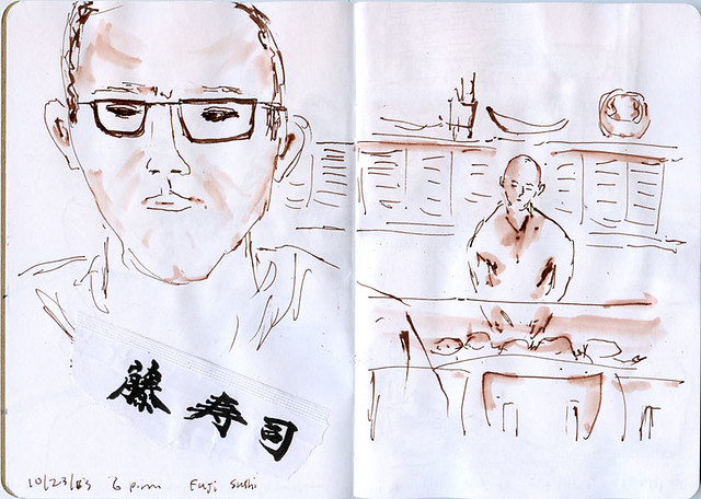 10-23-13 Sketchbook Project, Fuji Sushi