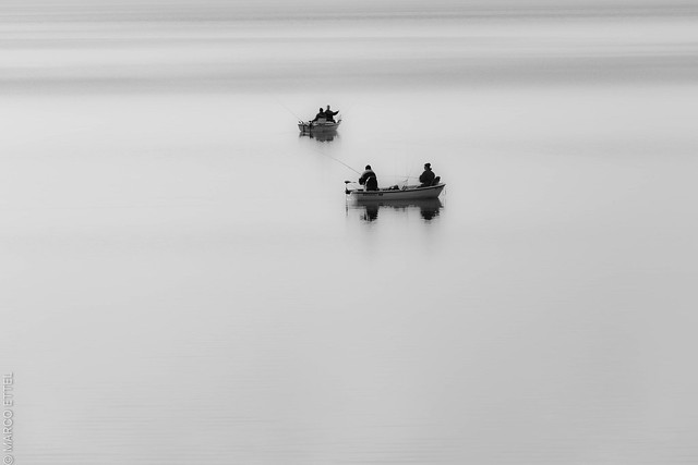 Fishing on silent lake