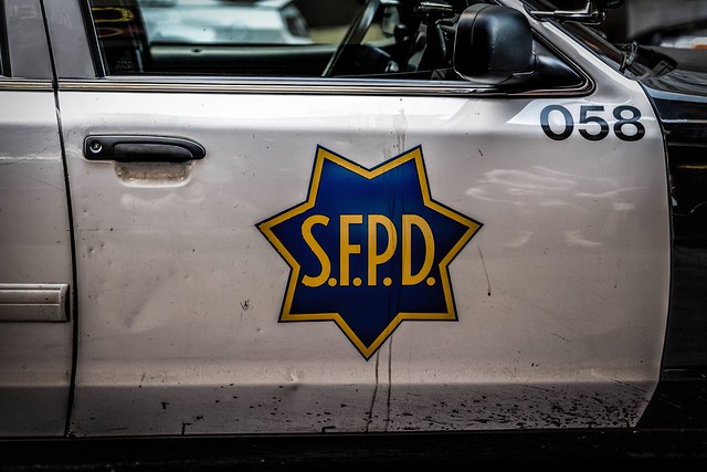 San Francisco battered Police car door