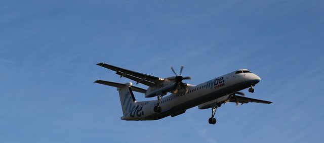 2nd November 2016. Flybe G-JECK Bombardier Dash DHC-8-Q-402, approaching Manchester Airport