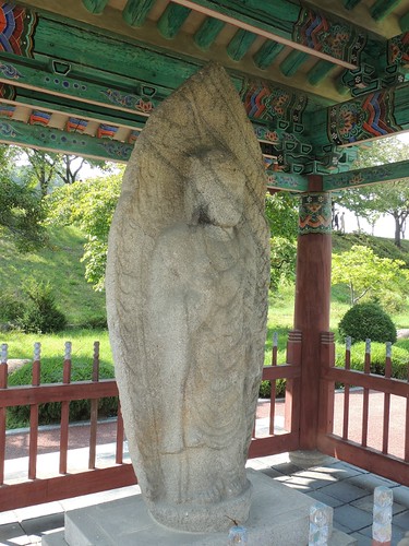 bodhisattva stone statue sculpture carving buddha icon monument historical nationaltreasure60 buddhist yeongju southkorea september 2016