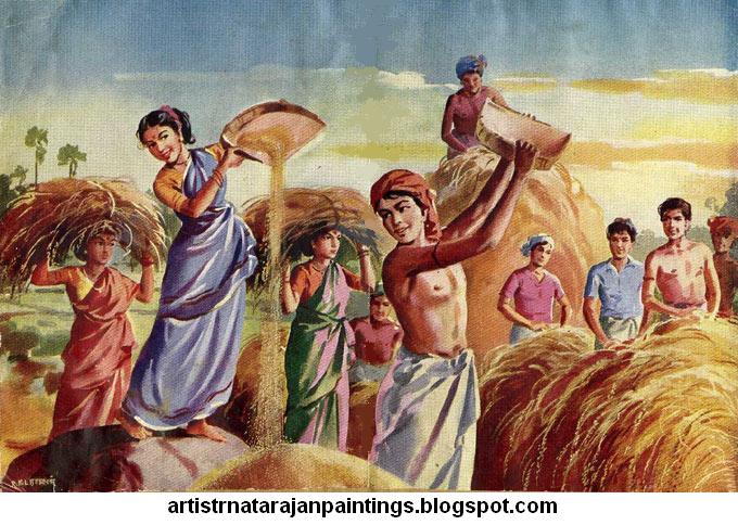 Oviyar R.NATARAJAN Paintings - Artist R.NATARAJAN Paintings - One of the famous Artists and Illustrator in India,South India and Tamil Nadu