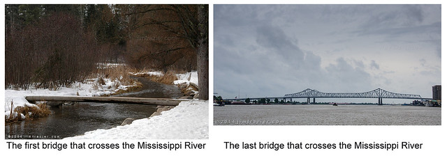 The first bridge that crosses the Mississippi river and the last bridge that crosses the Mississippi River