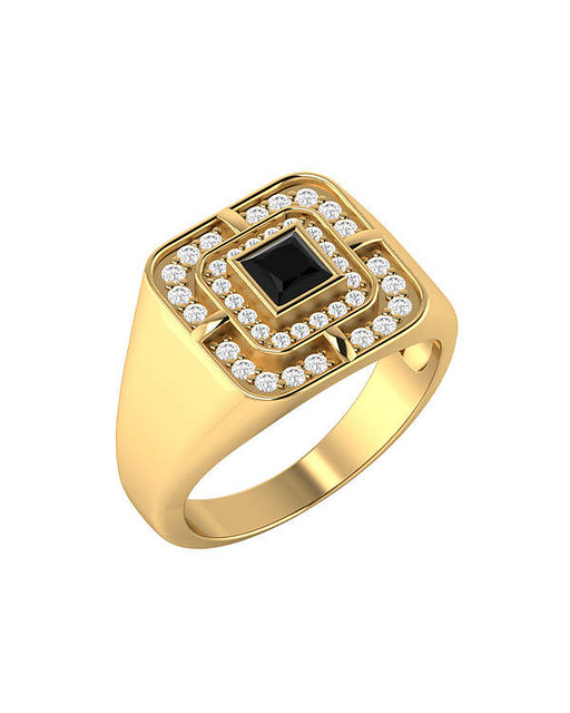 Gold Plated Silver Ring For Men Studded With Zircons