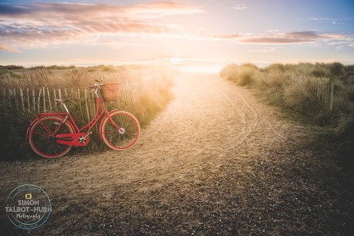 landscape landscapephotography beach brave swimmer bicycle sunrise dawn path walberswick suffolk eastanglia eastcoast coast cold nikon simontalbothurnphotography hdr