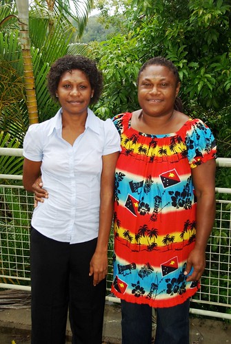 Stacey Winmini, left, and fellow SCU PNG student Monica Panui.