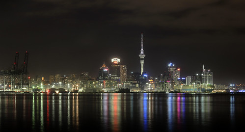 longexposure newzealand reflection skyline night port canon lights auckland skytower ef50mmf18ii hdr devonport aucklandcity waitemataharbour 550d t2i canoneos550d