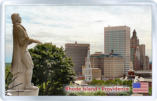 B_13A Roger Williams Statue and Downtown Providence Refrigerator Magnet