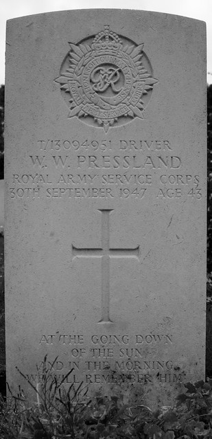 CWGC Driver W. W. Pressland Royal Army Service Corps