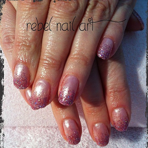 Gelish Taffeta with pink holo glitter under a lamp to try … | Flickr