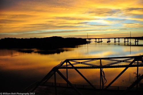 bridge reflection clouds sunrise river nikon florida structures d90