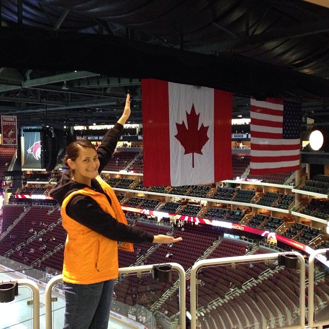 Those are some huge ass flags, eh? ;) #ohcanada #usa #nhl