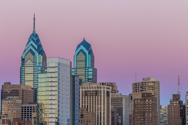 Purple haze of Philly from South Street