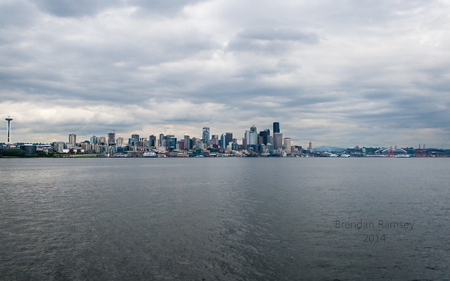 Seattle skyline from the water aboard Argosy Cruises.
