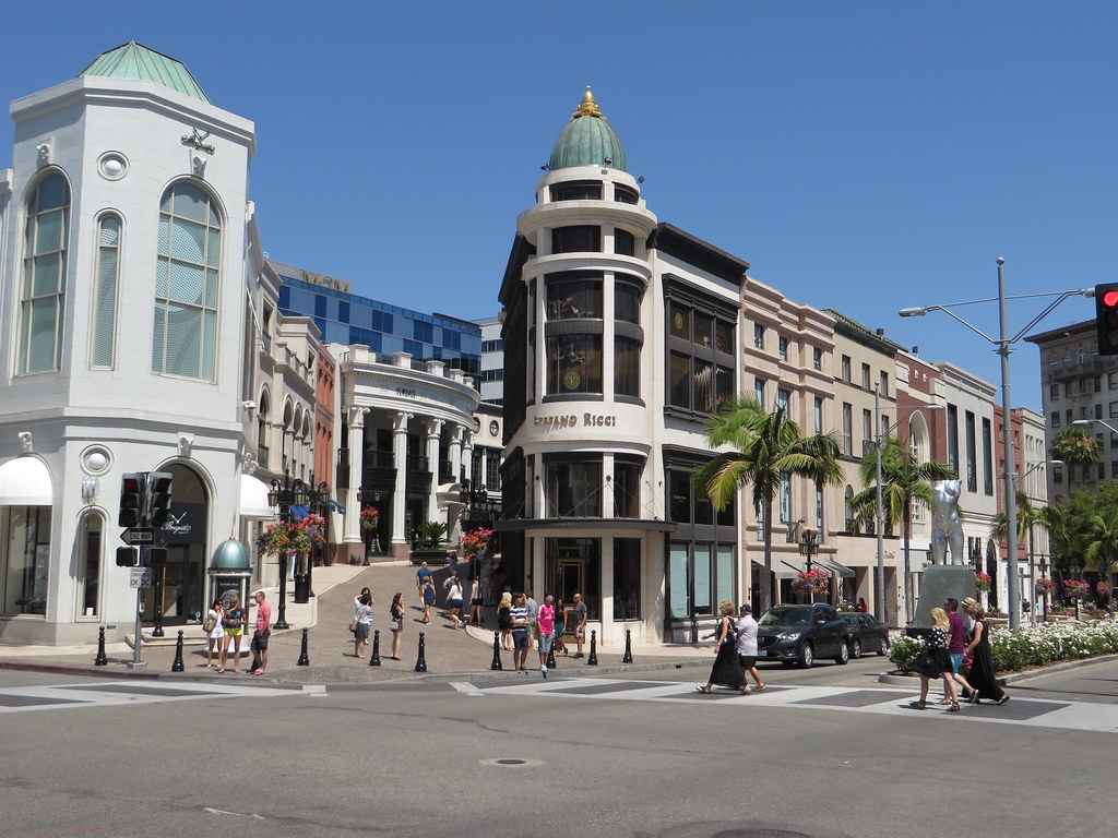 Rodeo Drive shopping area in Beverly Hills Los Angeles California