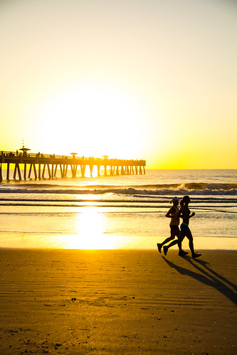 ocean beach sunrise pier florida running run jacksonville jogging jax jog