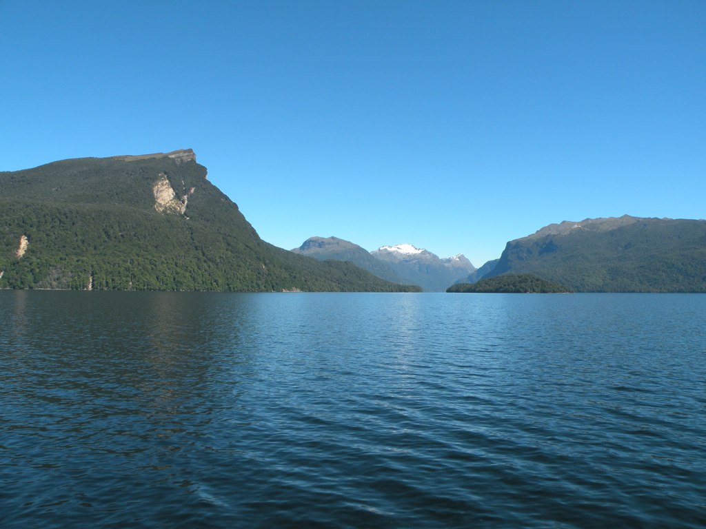 View up the lake from the boat travelling to the start of the Milford Track