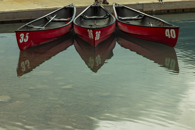 Three Red Canoes