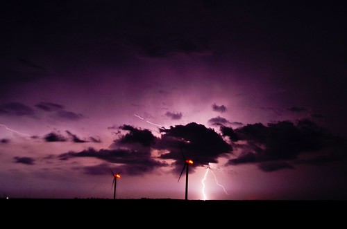Light Strikes by Chains of Pace, red storm oklahoma windmill landscape exposure purple sony nightshots lightening