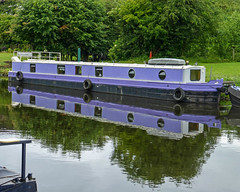 Lilac barge in the Aire and Calder Navigation at Fairies Hill