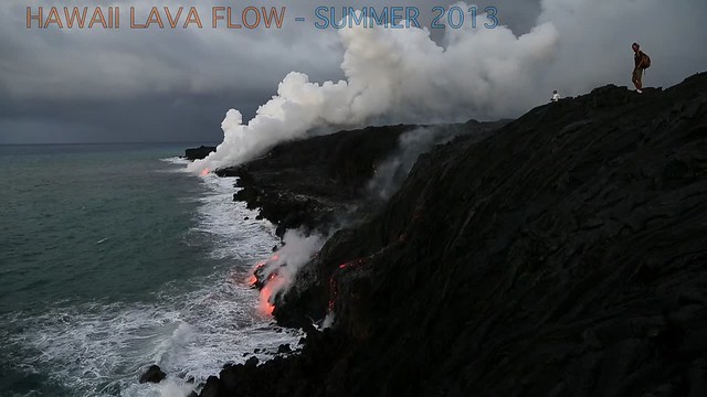 Molten lava pouring into sea-Hawaii