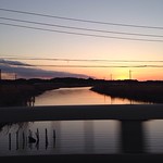 ザ マジックアワー&リバー！ #sky #イマソラ #cloud #line #sun #tree #green #すっぴん #sunset #夕焼け   #river #bridge
