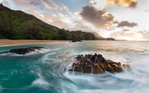 longexposure sea hawaii rocks day cloudy turquoise wash kauai chop swell hanaleibay lumahaibeach sigma1020 60d northshorekauai