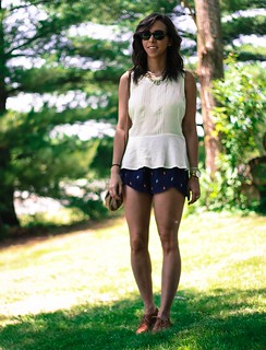 va darling. dc blogger. virginia personal style blogger. sheer white flowy summer top. flutter patterned bcbg shorts. leather oxfords. summer style 2 | by vadarling