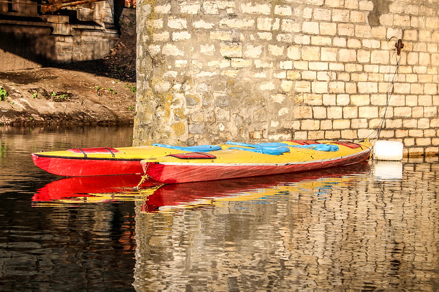 Kayaks on Odra river.