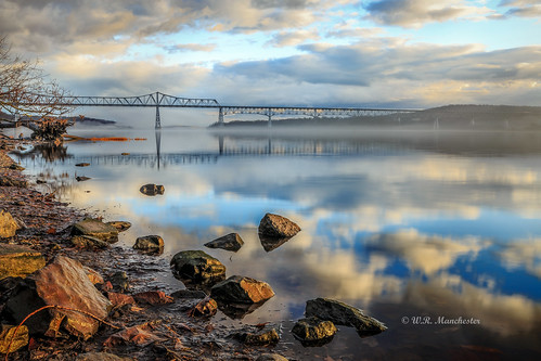 blue canon canon6d catskillnewyork canonllenses colors availablelight bridges clouds hudsonriver hudsonvalley ripvanwinklebridge reflection llenses landscape light longexposure rocks geotag gps 247028l hoyacpl hoyand8 manfrotto